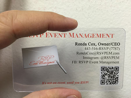 Event Management Clear Plastic Business Card